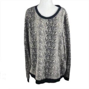 BB Dakota Black & White Snake Print Crew Neck Casual Everyday Sweatshirt 1X